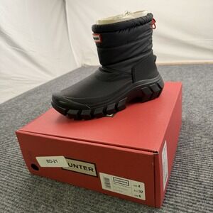 Hunter Intrepid Short Snow Boots Women's Size 8 Black Winter Puff Insulated NWB